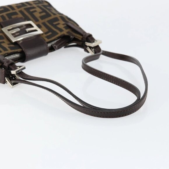 FENDI Zucca Canvas Shoulder Bag Black Brown Auth 146505 - Picture 8 of 16